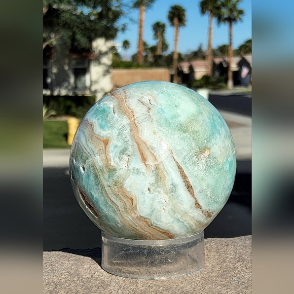 Calming Blue Aragonite Sphere with Lots of Druzy - Picture 9 of 16